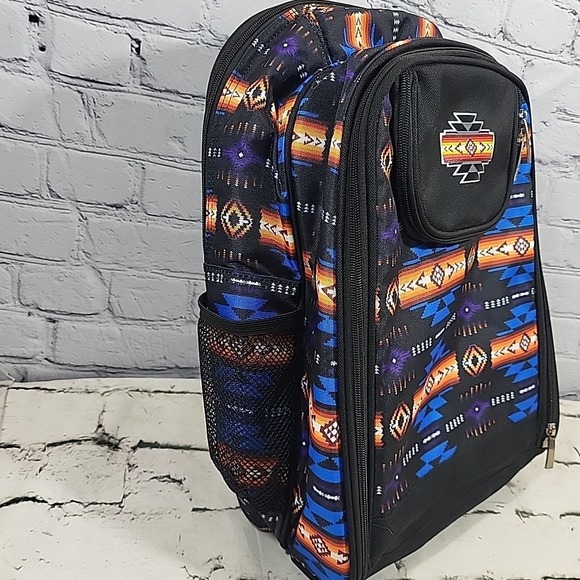 Southwest Aztec Print Backpack By Nu Trendz Insulated Picnic Hiking NEW Flaw - Picture 6 of 11